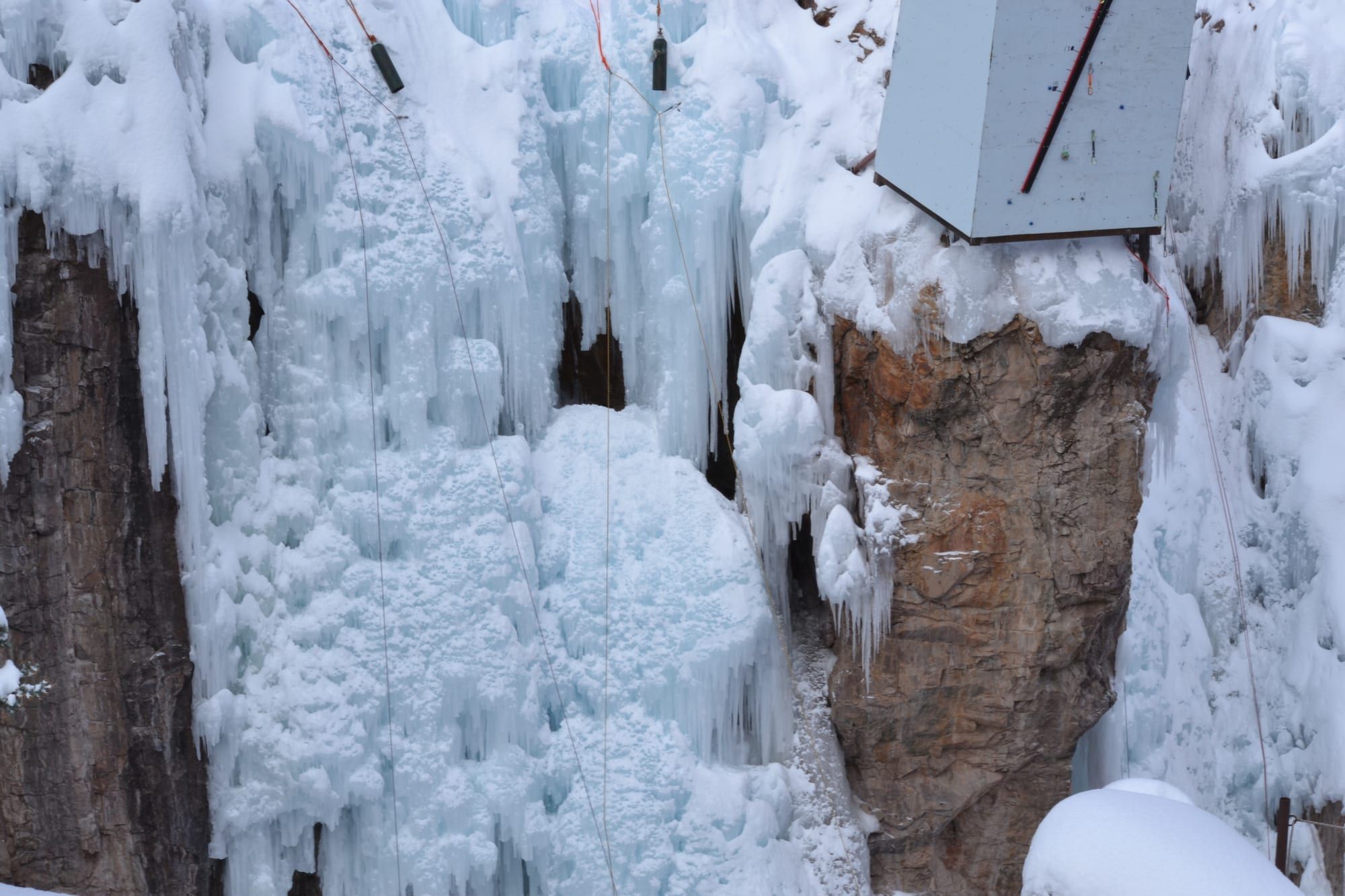 Ice-covered gorge walls at the Ouray Ice Festival